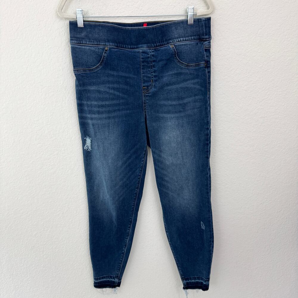 Spanx Womens Distress Skinny Jean Size 1X Stretch Shaping High Rise Comfort Blue